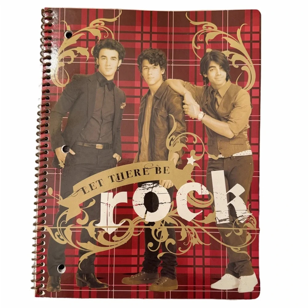Jonas Brothers “Let There Be Rock” Spiral Notebook | Red Plaid | Pop Music Merch